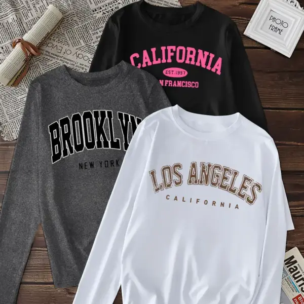 Casual Long Sleeve Alphabet Pattern Set of 3 Women's